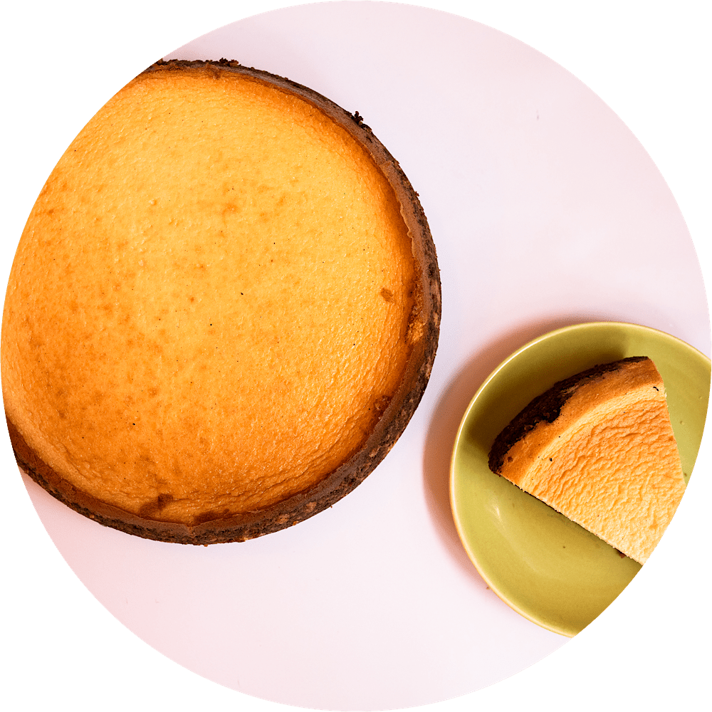 Classic NY cheesecake with vanilla bean and orange zest made with Ben's cream cheese at Petee's NYC