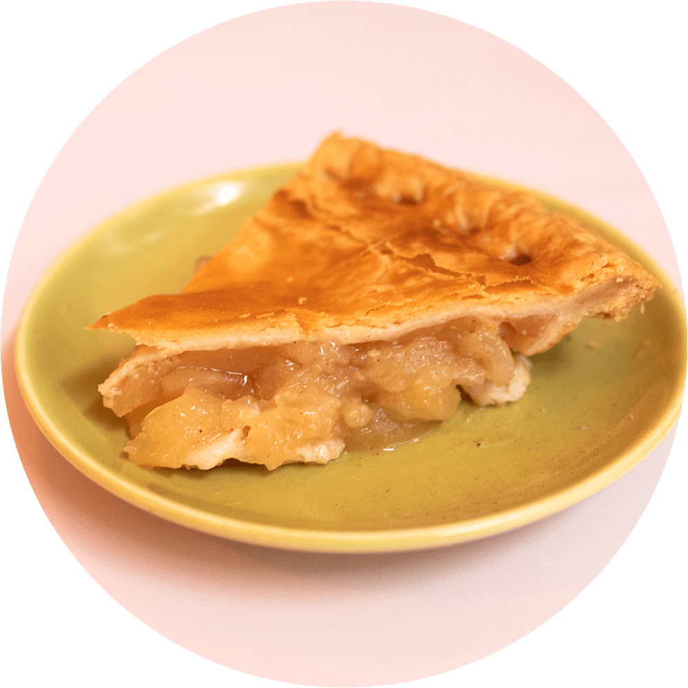 Hudson Valley apple pie slice with cinnamon filling and buttery crust from Petee's Pie Company NYC