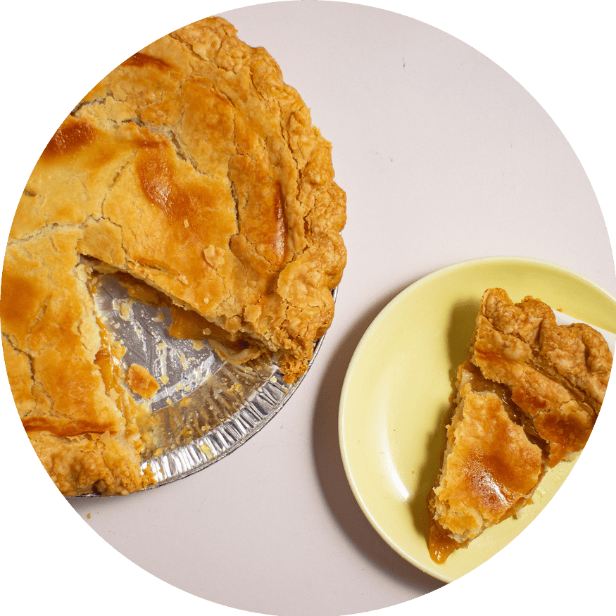 Fresh Jersey peach pie with summer peaches and golden crust baked daily at Petee's Pie NYC bakery