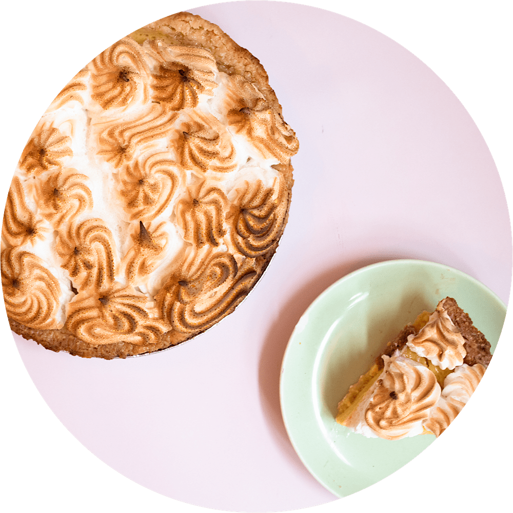 Key lime meringue pie with fluffy toasted meringue and tart lime filling at Petee's Pie NYC bakery