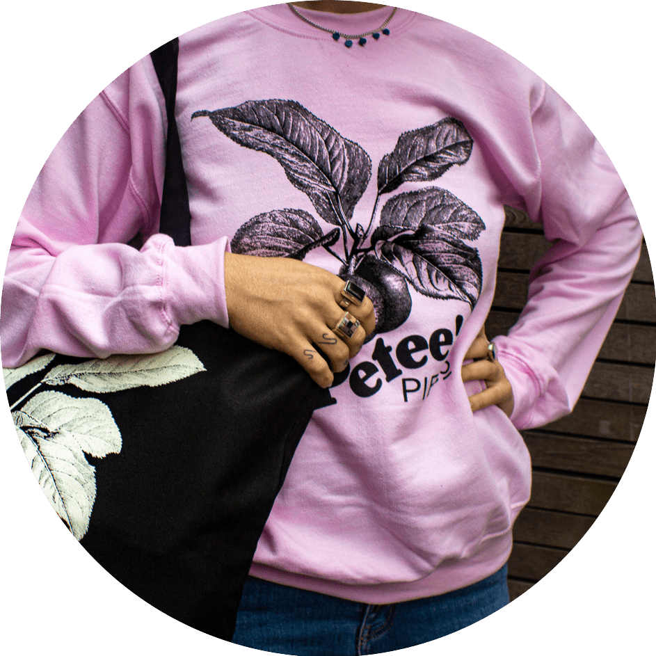 Petee's Pie Company sweatshirt with bakery logo from NYC Lower East Side pie shop