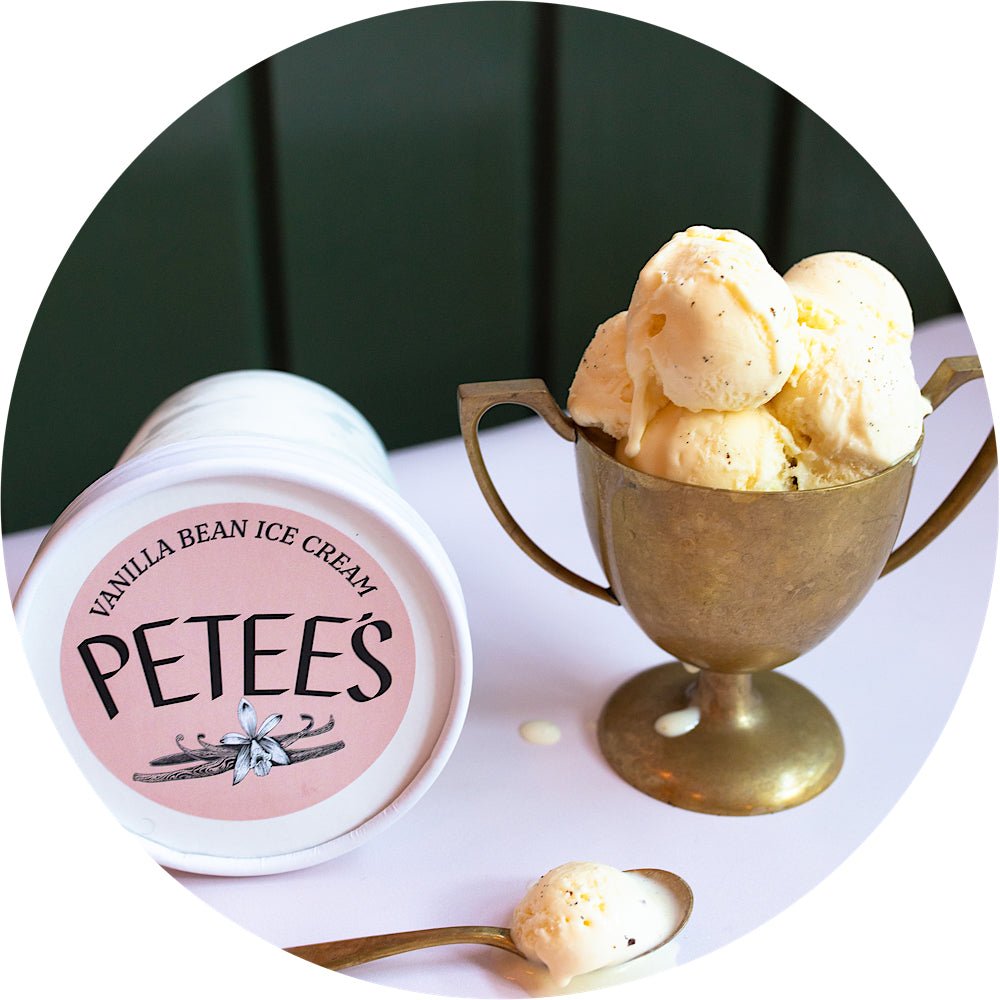 All-natural vanilla ice cream pint made with real vanilla bean pods at Petee's NYC bakery